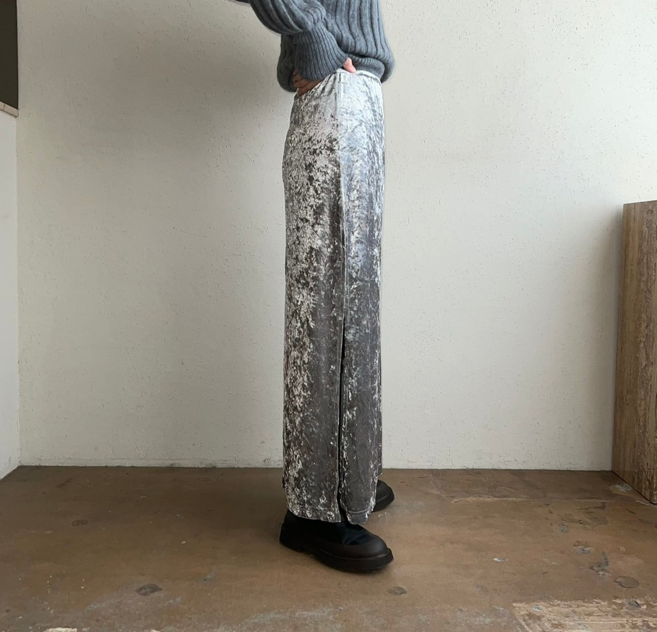 90s Velour Slit Skirt Made in USA