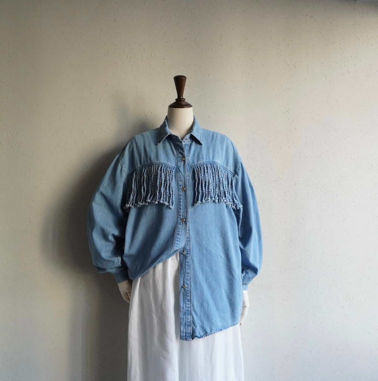 90s Fringe Design Denim Shirt Made in USA