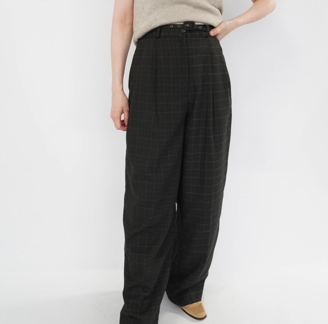 90s Plaid Wide Pants