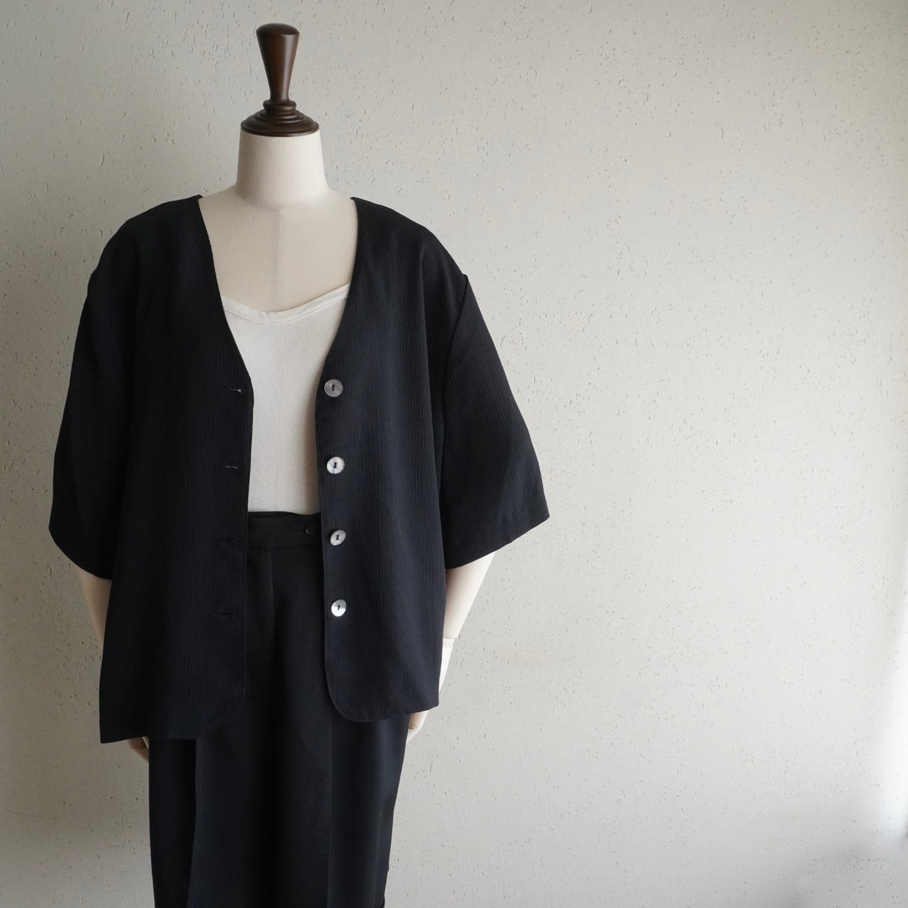 90s Black Blouse Made in USA Dead Stock