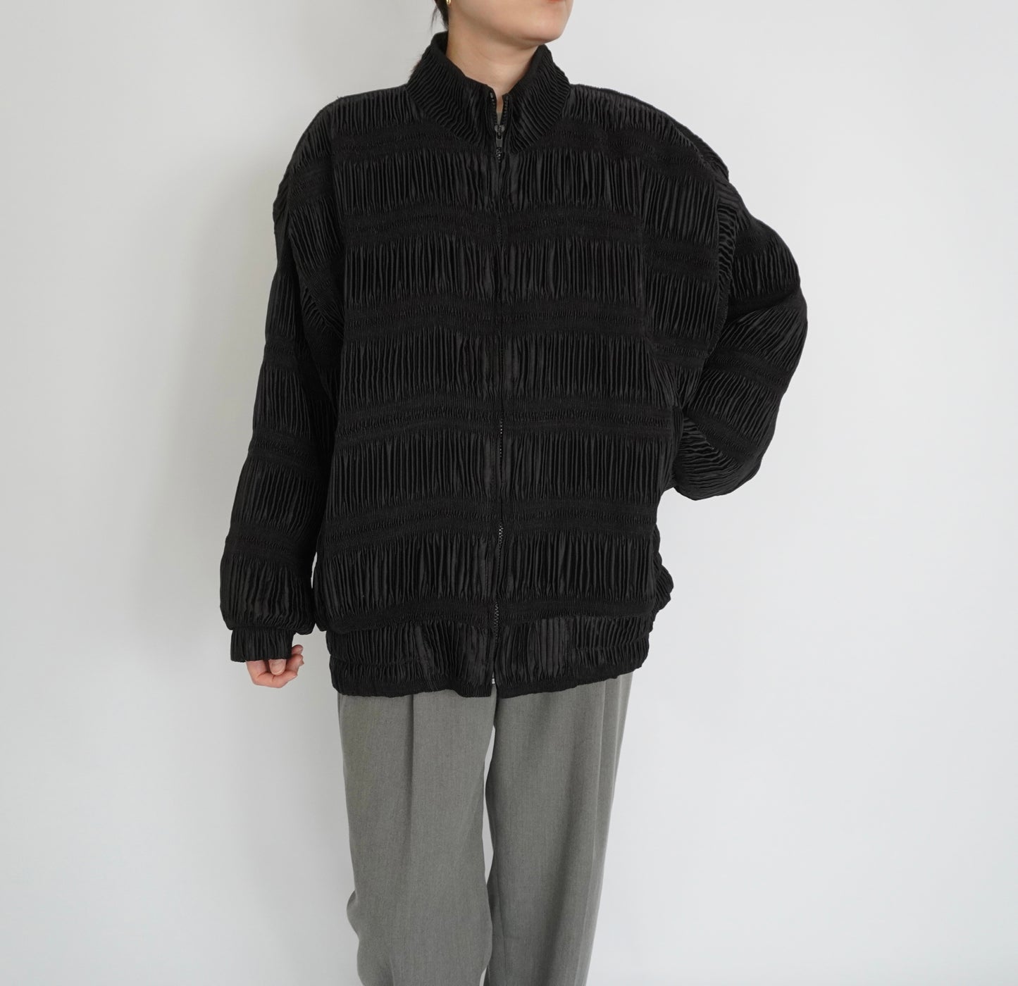 90s Black Pleat Jacket