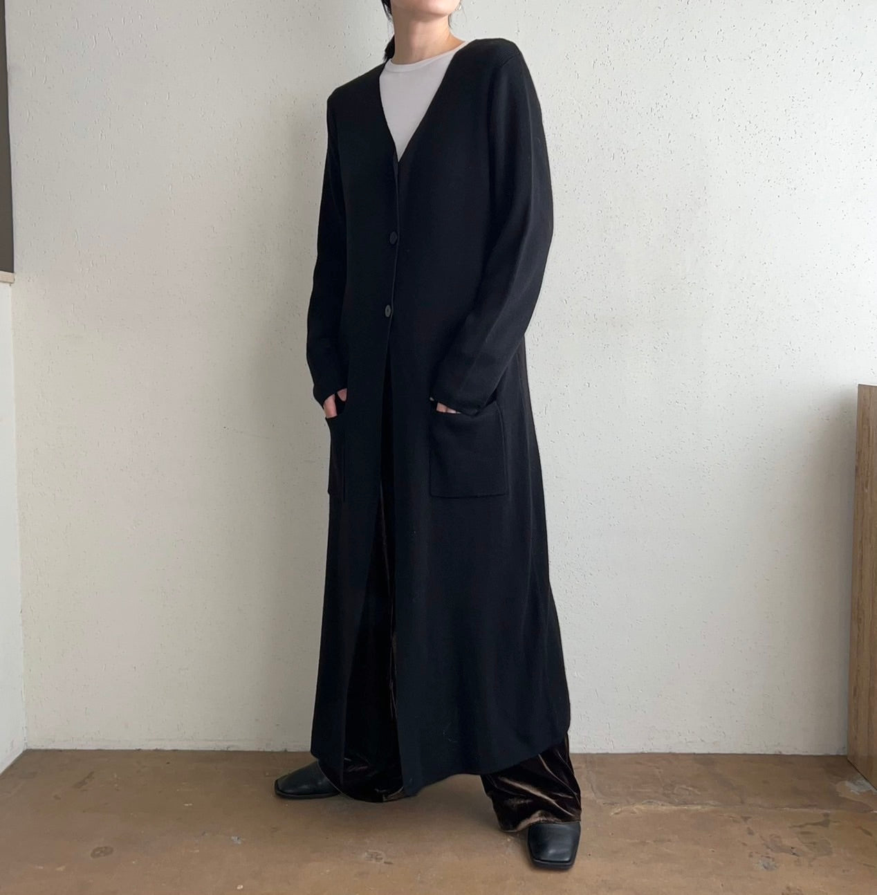 90s Black Long Cardigan