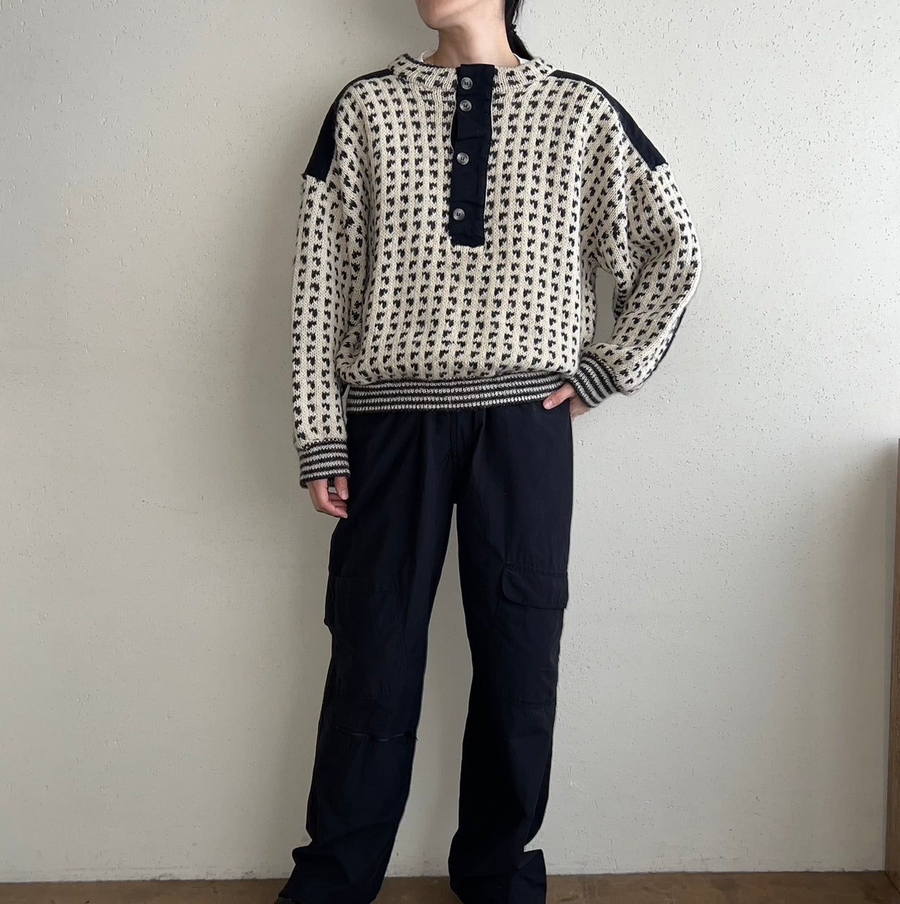 80s Black x White Knit Made in Norway