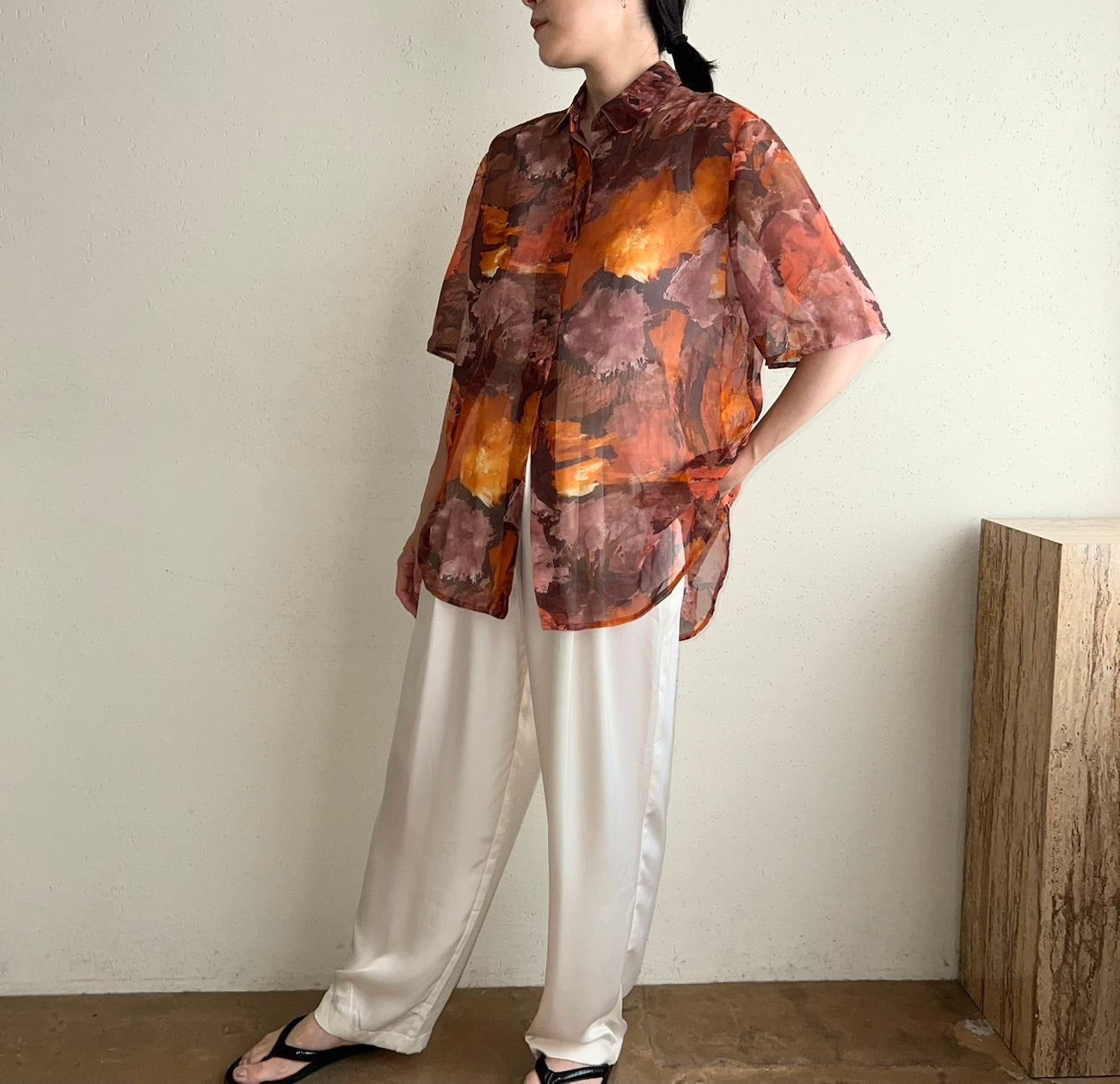 90s Printed Sheer Shirt