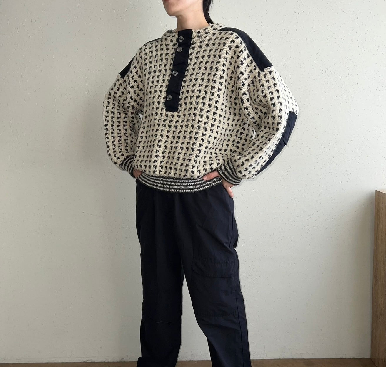 80s Black x White Knit Made in Norway