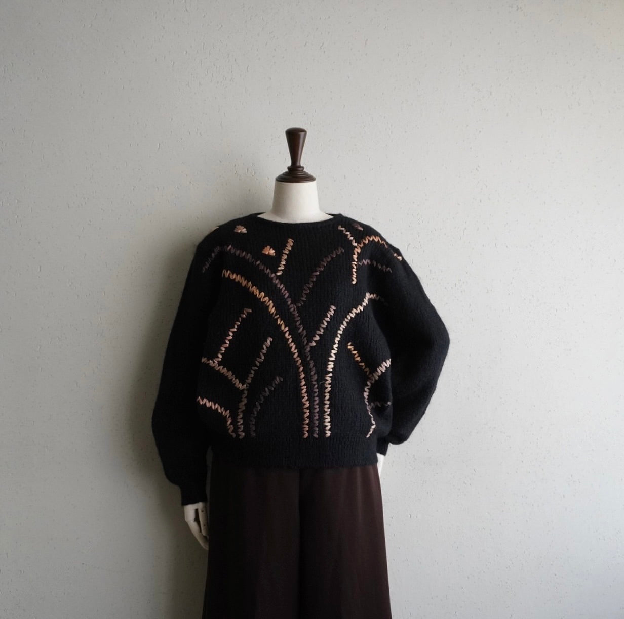 80s EURO Ribbon Design Mohair Knit