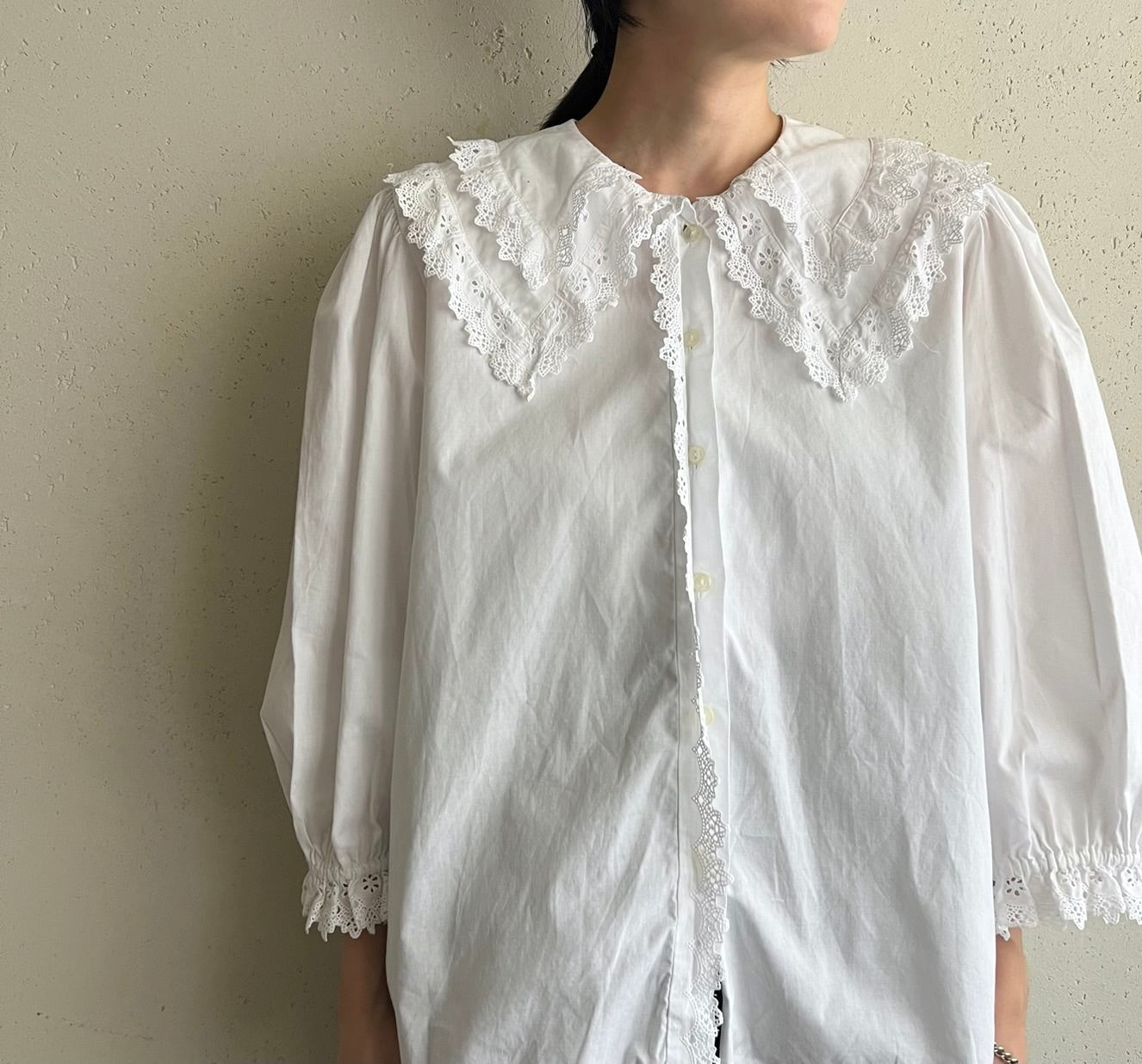 90s Cotton Lace Blouse Made in Austria