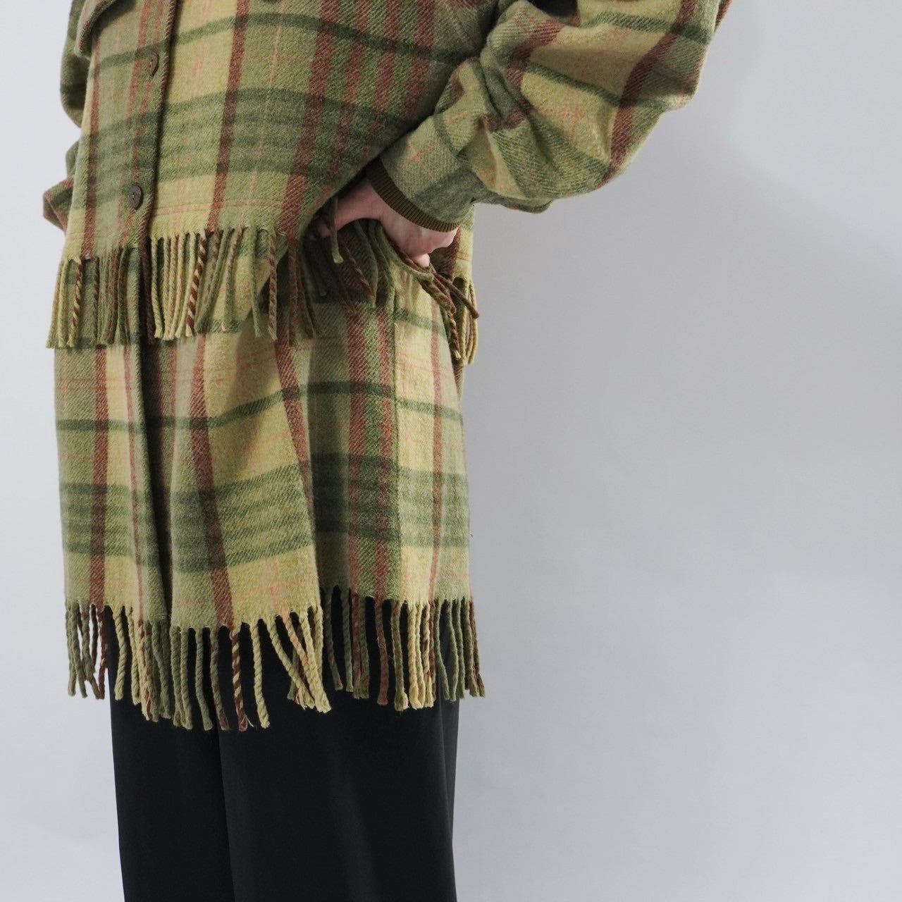 80s Plaid Fringe Design jacket Made in Italy