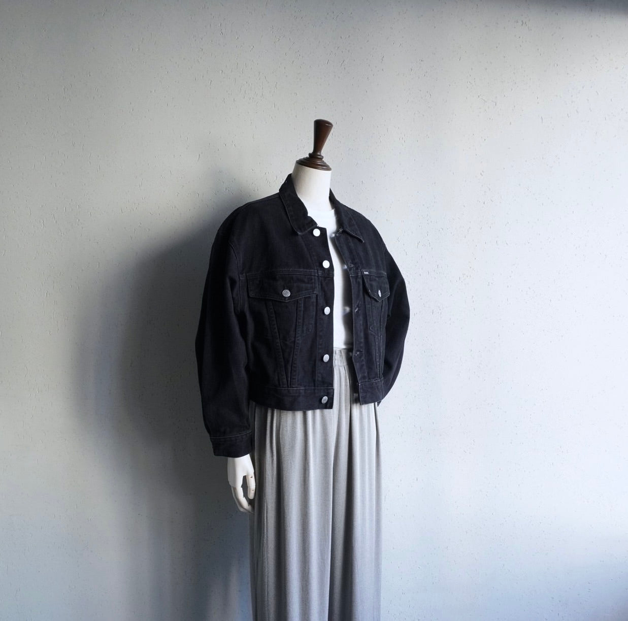 90s "GUESS" Black Denim Jacket Made in USA