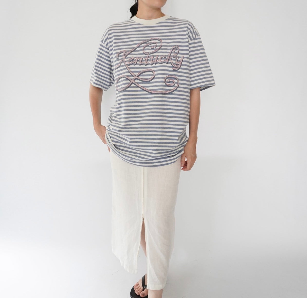 90s Striped Print T-shirt