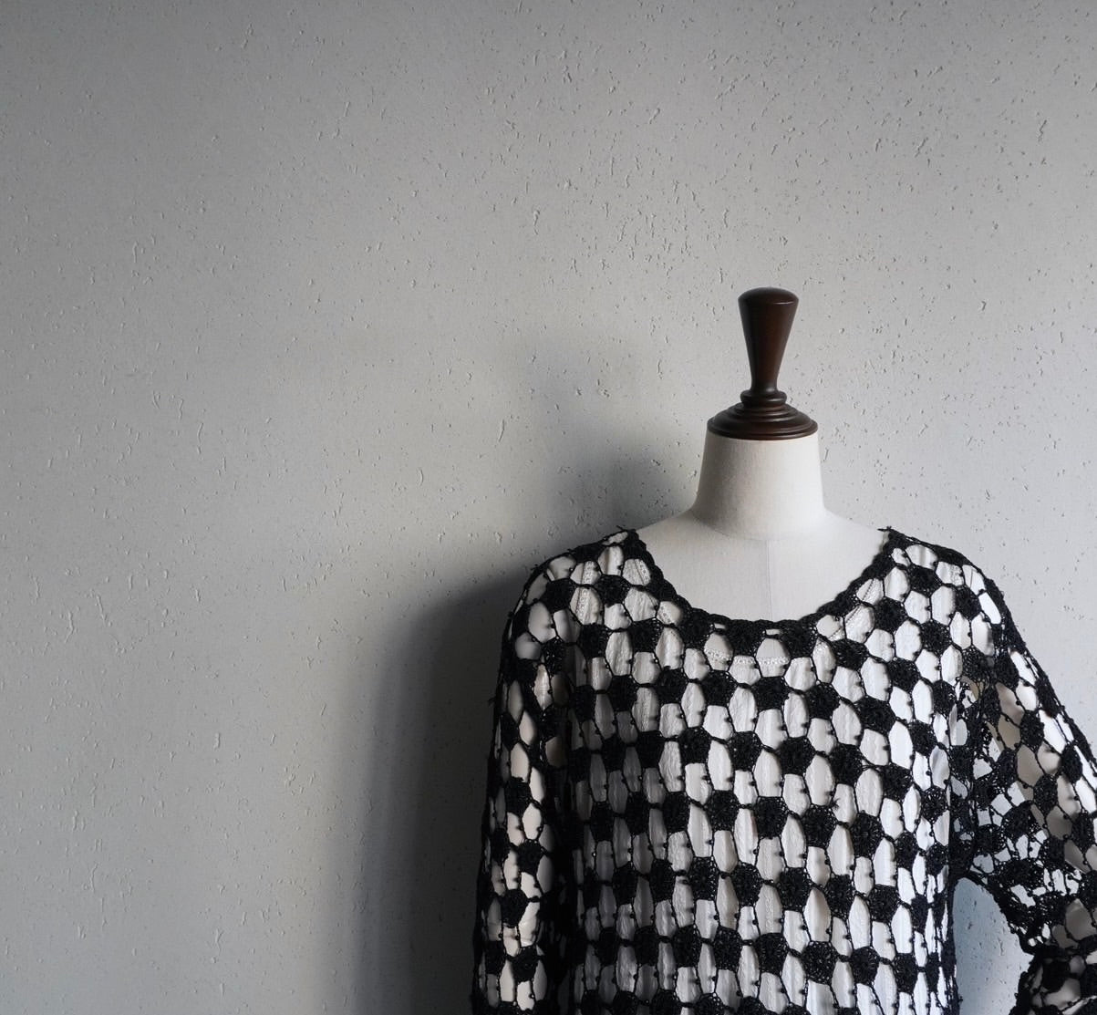 80s Black Crochet Top