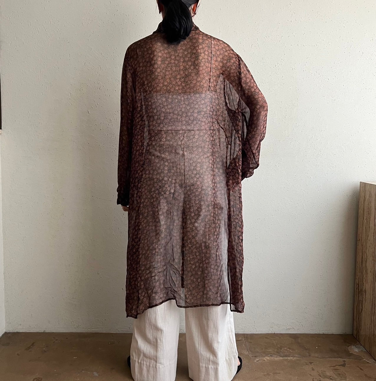 90s Silk Printed Long Shirt