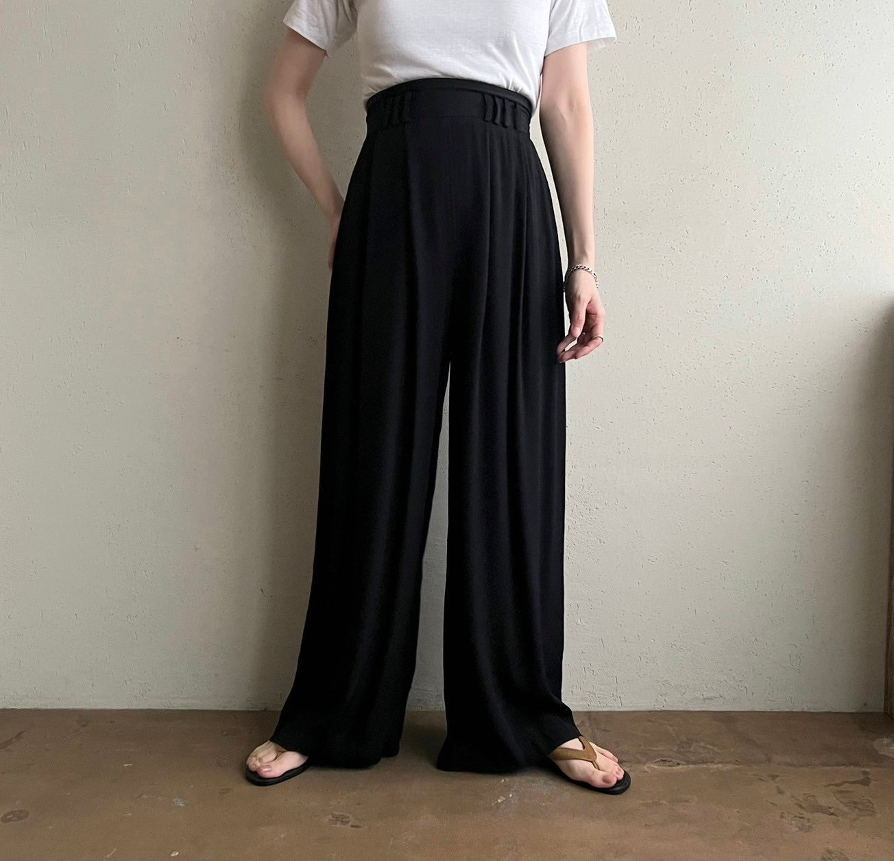 80s Black Wide Pants Made in USA