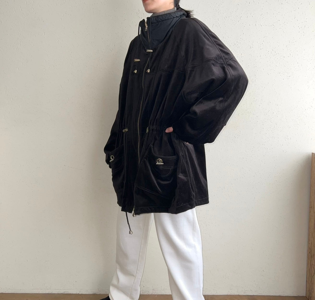 90s Black Velour Reversible Jacket