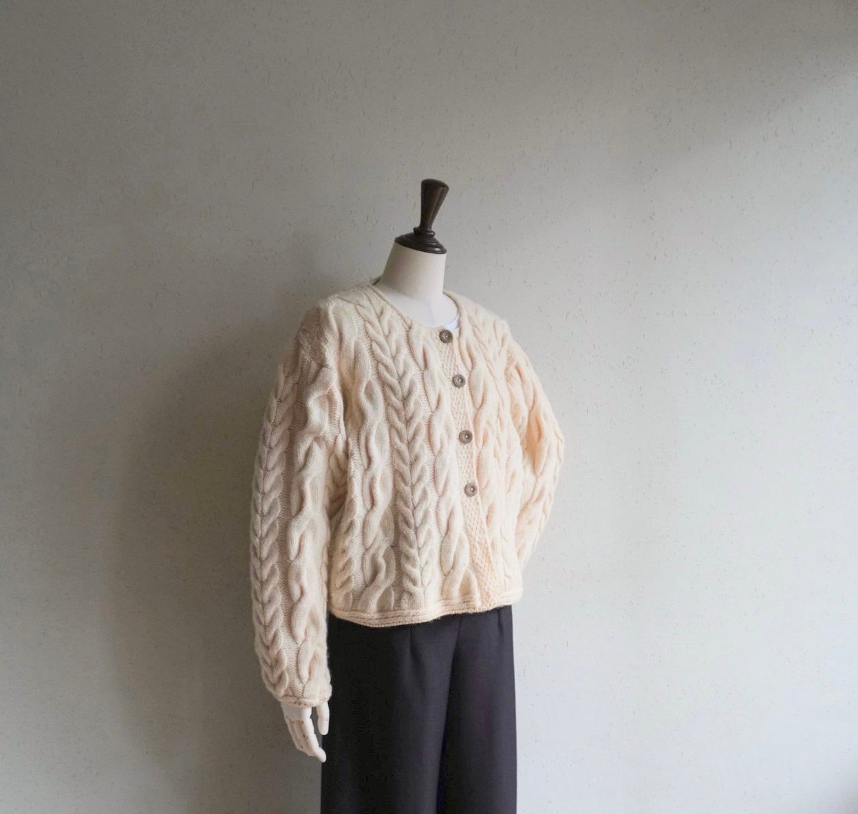 90s Wool Design Knit Cardigan Made in Ireland