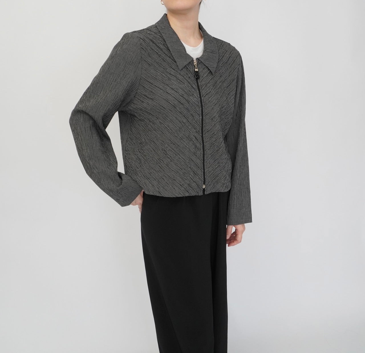 90s Pleat Zip Shirt,Jacket