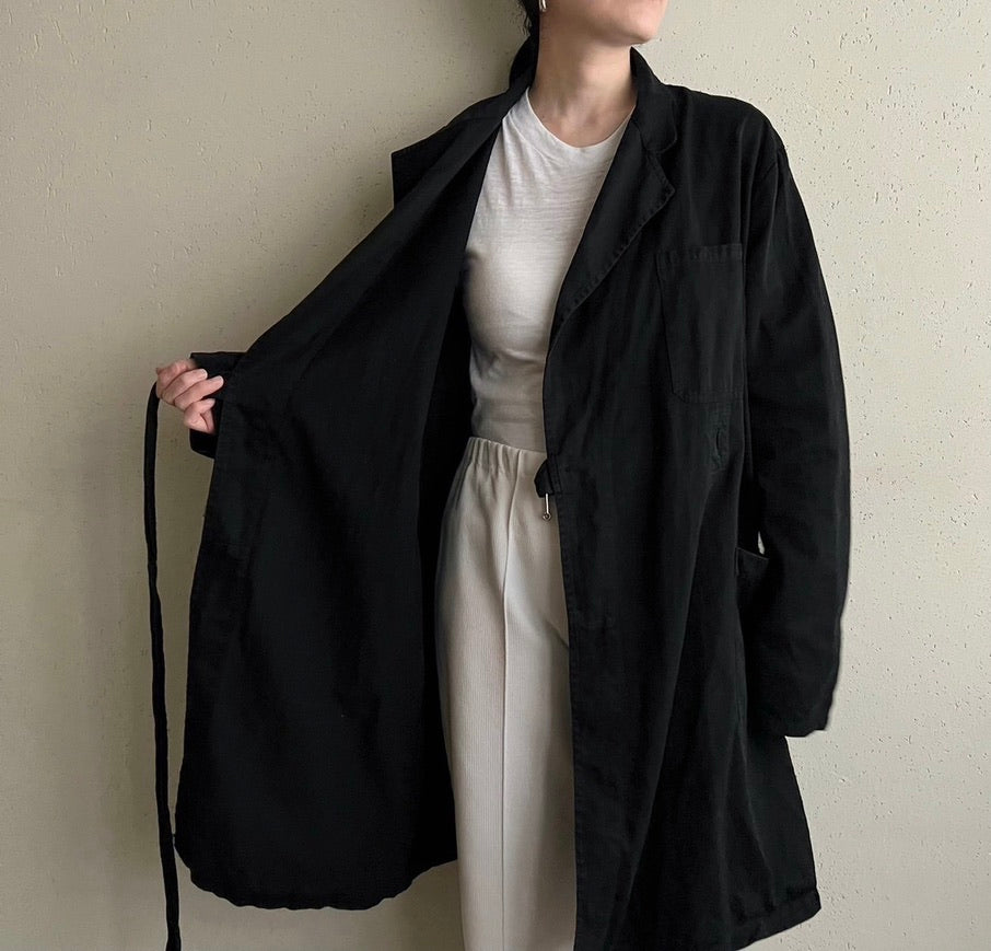 90s Black Belted Jacket