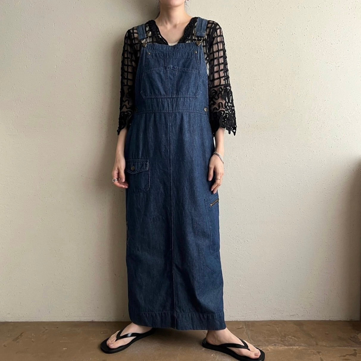 90s Denim Jumper Dress Made in USA