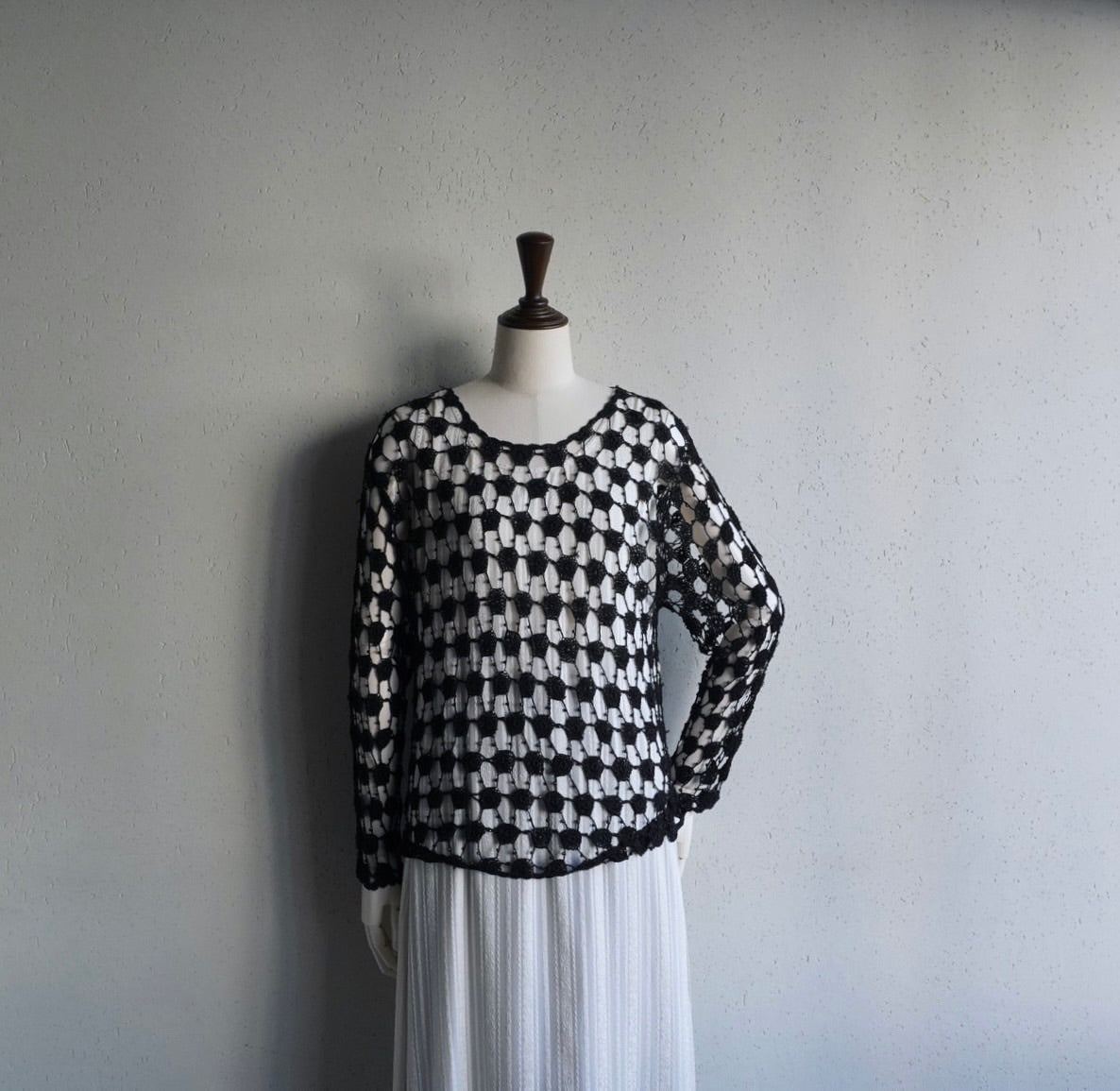 80s Black Crochet Top