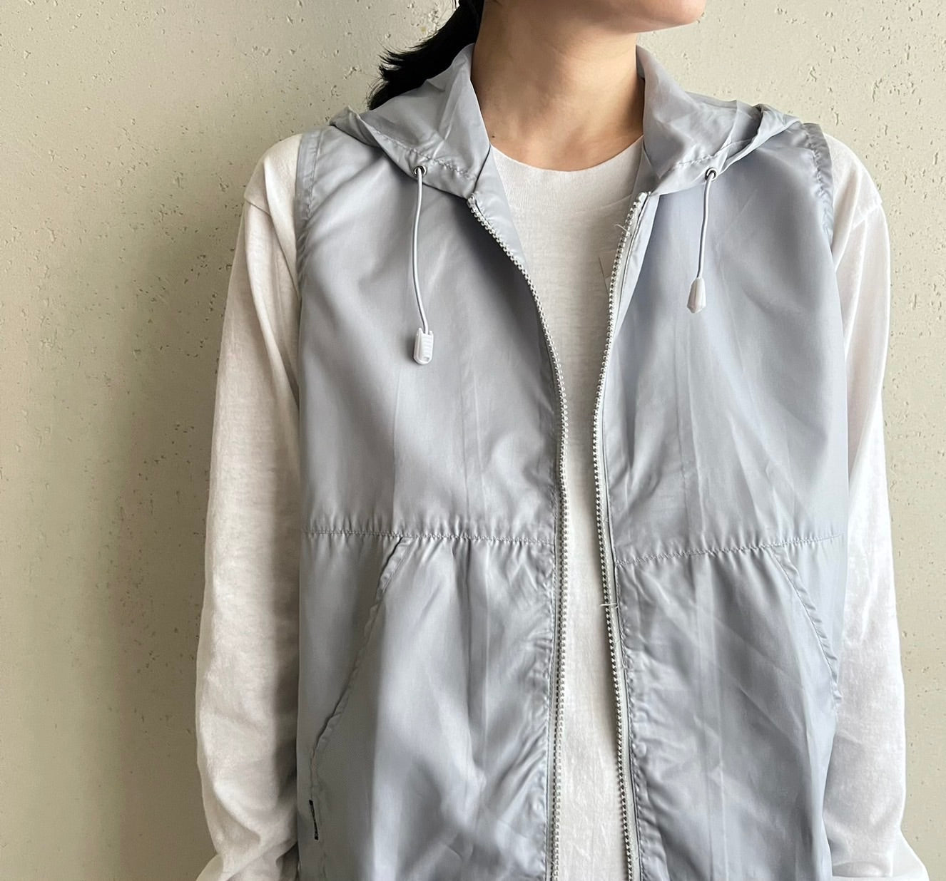 90s Light Blue Sleeveless Zipped Top Dead Stock