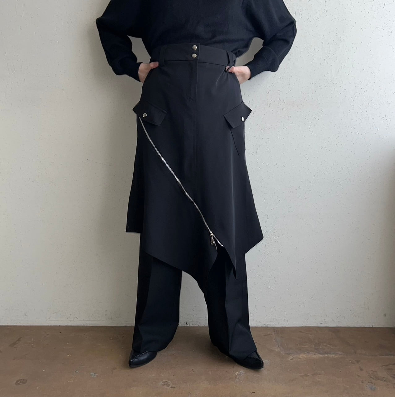 90s Zipped Design Skirt Made in France