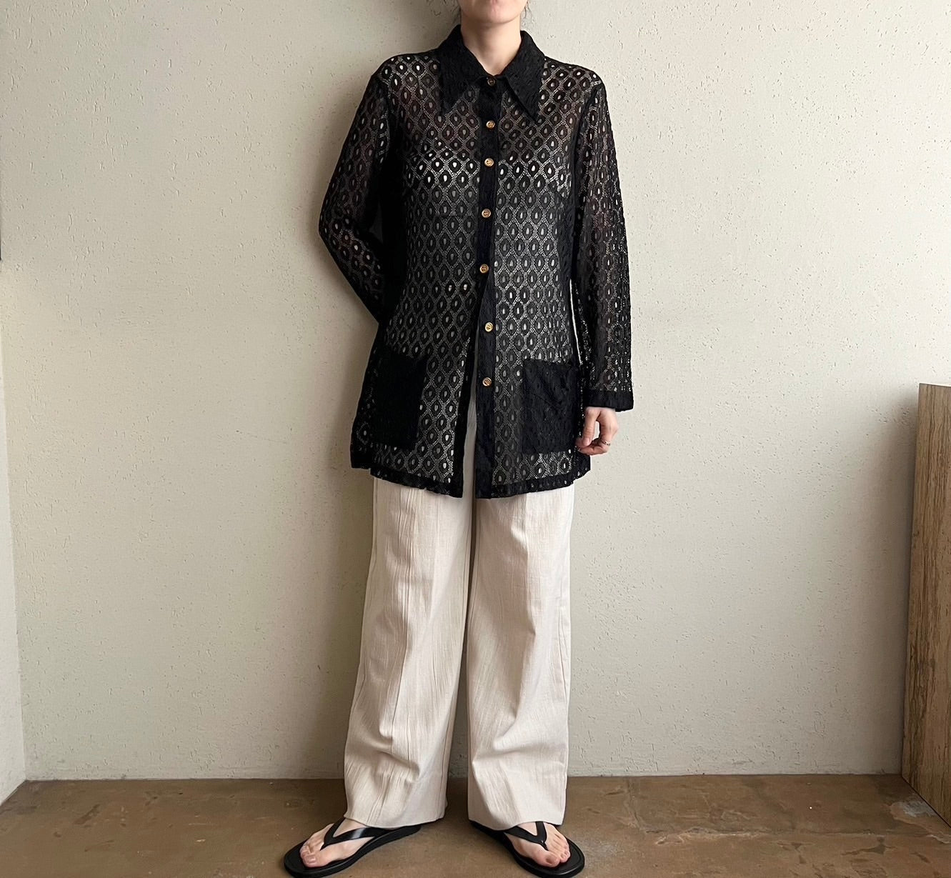 70s Black Mesh Shirt