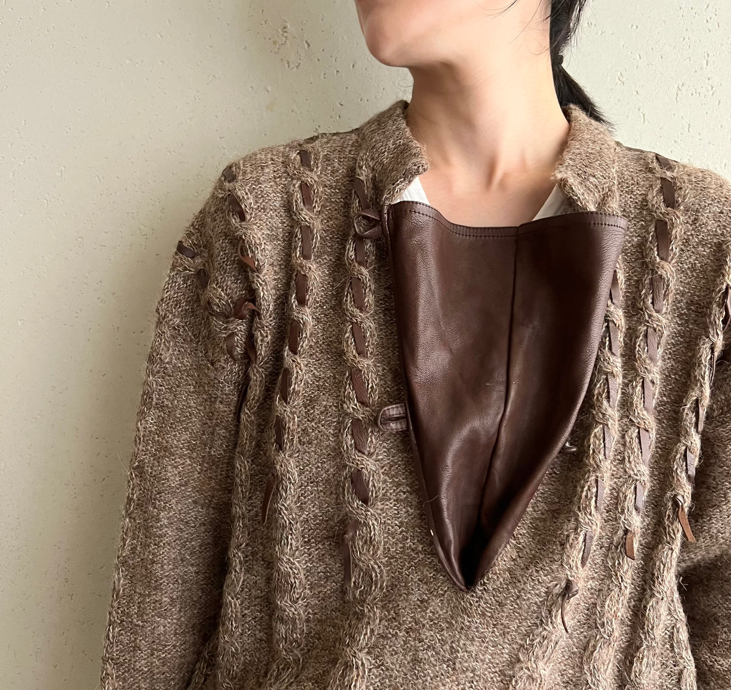 80s Leather Design Knit