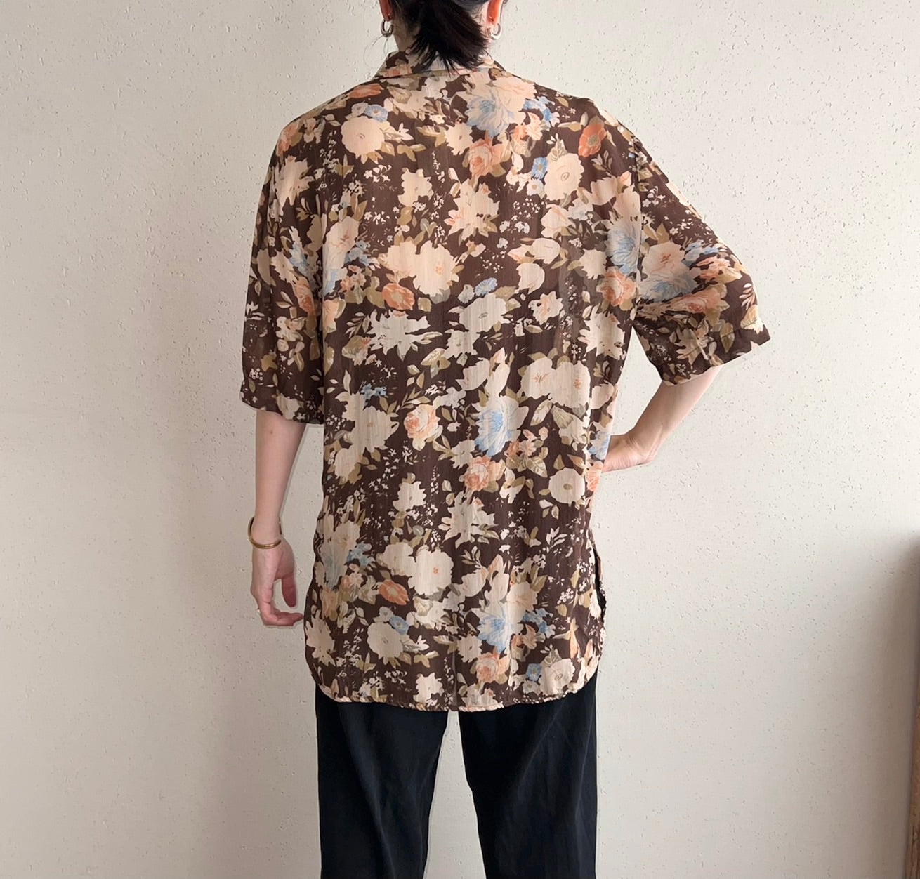 90s EURO Sheer Pattern Printed Shirt