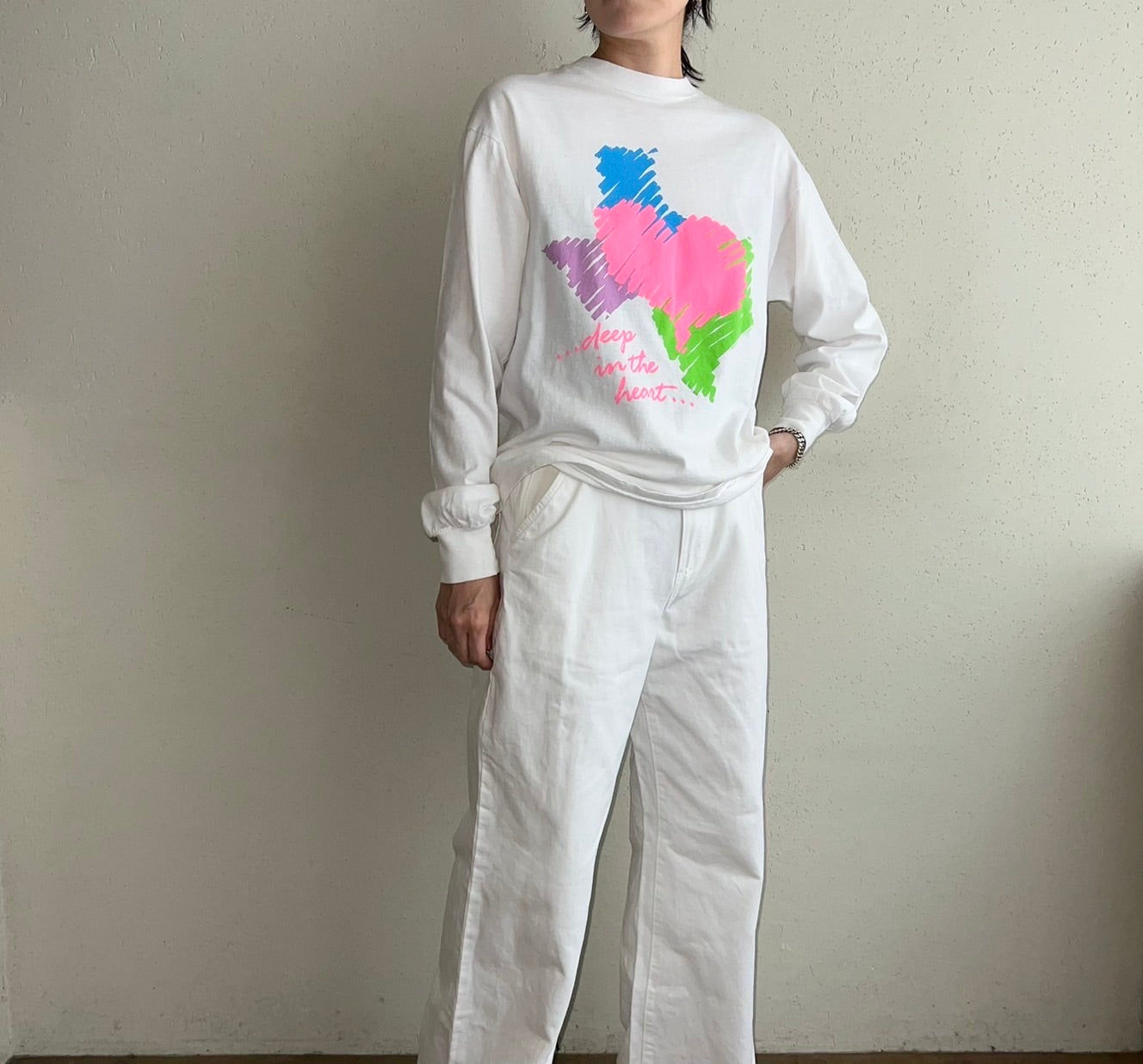 80s Printed Long Sleeves T-shirt Made in USA