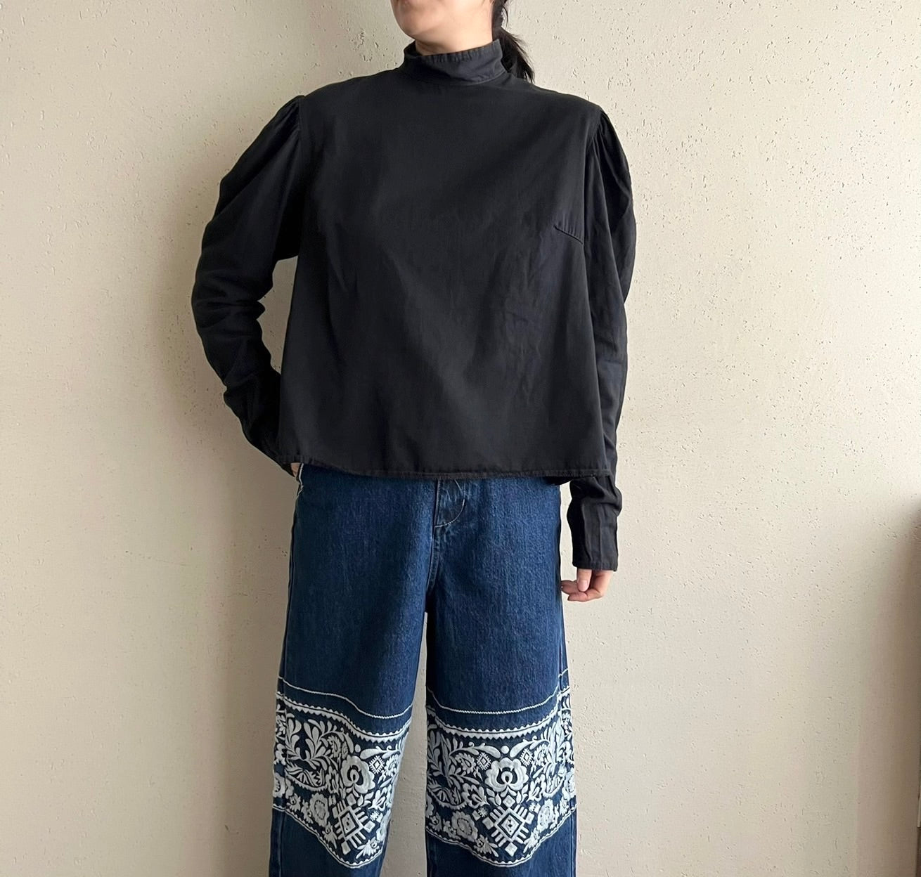 90s Black Blouse