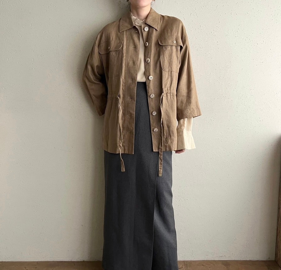 90s Linen Belted Jacket
