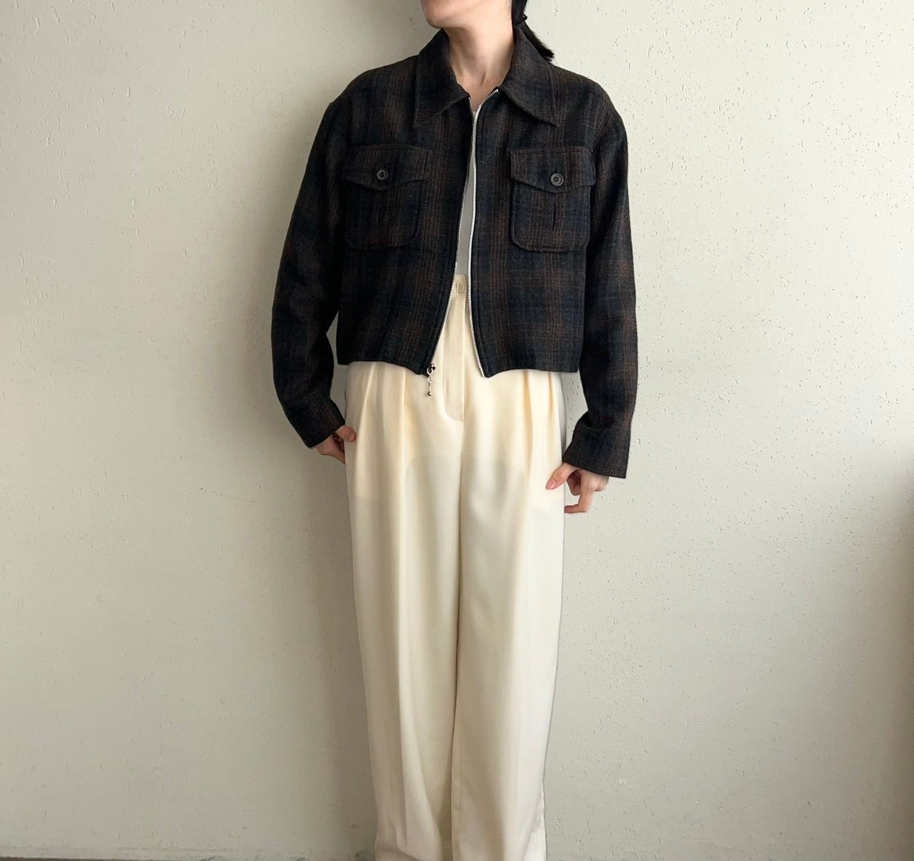 90s Plaid Zipped Jacket