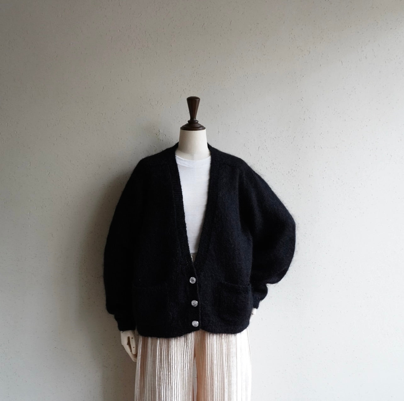 90s Black Mohair Knit Cardigan