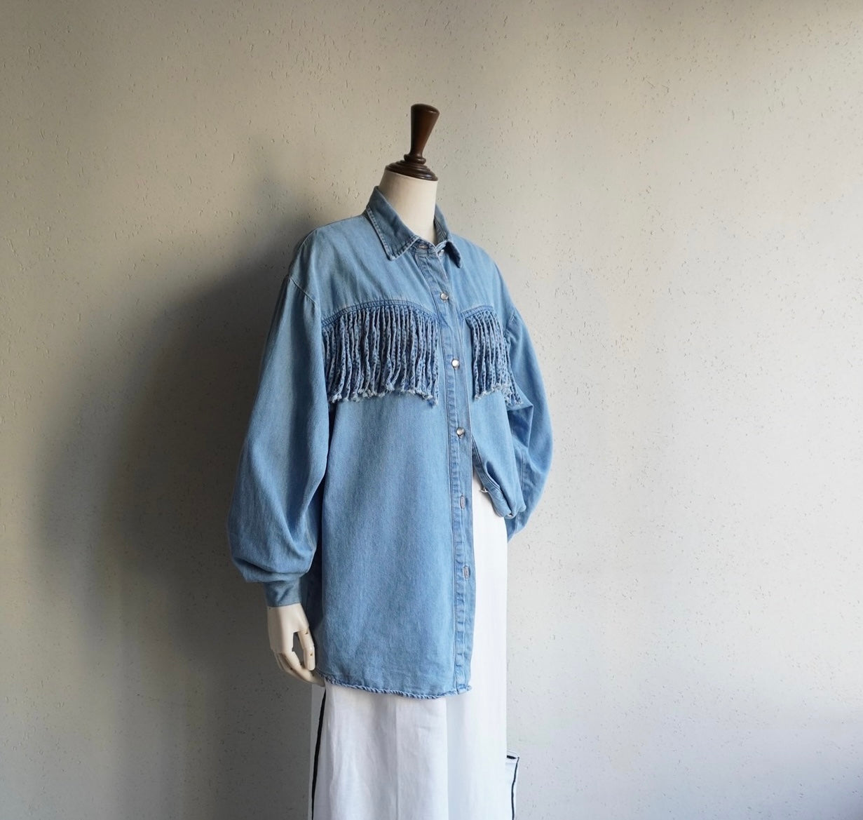 90s Fringe Design Denim Shirt Made in USA