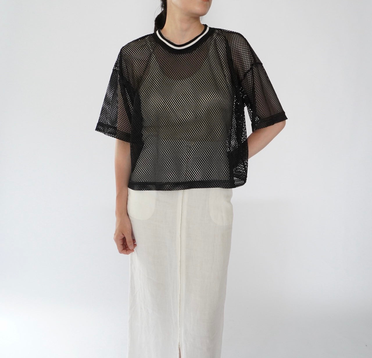 90s Black Mesh Top Made in USA