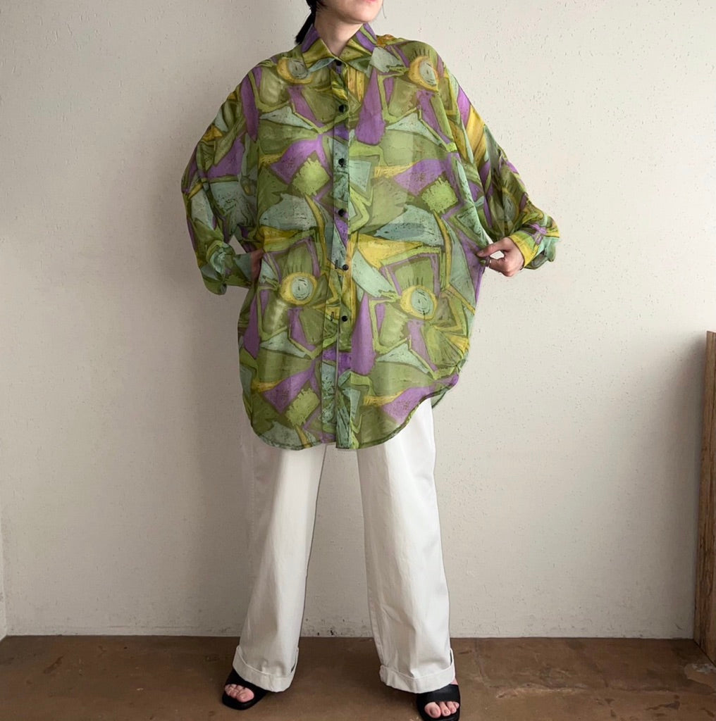 90s Sheer Printed Shirt