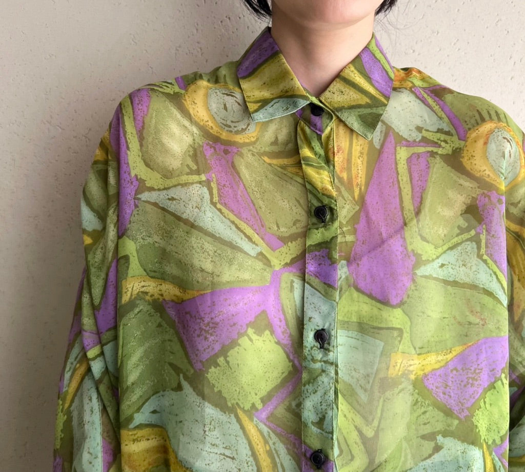 90s Sheer Printed Shirt