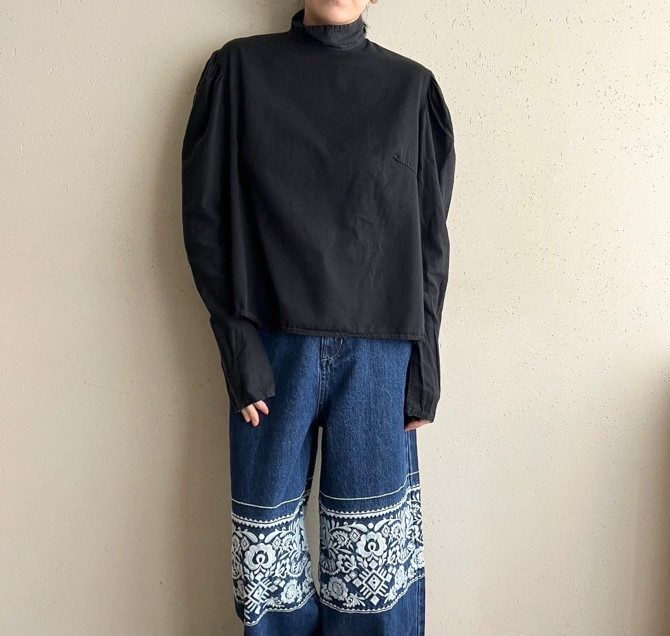 90s Black Blouse