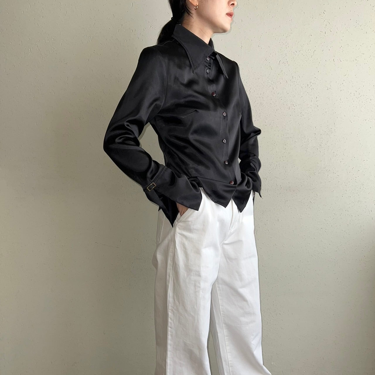 90s Black Pull Over Shirt