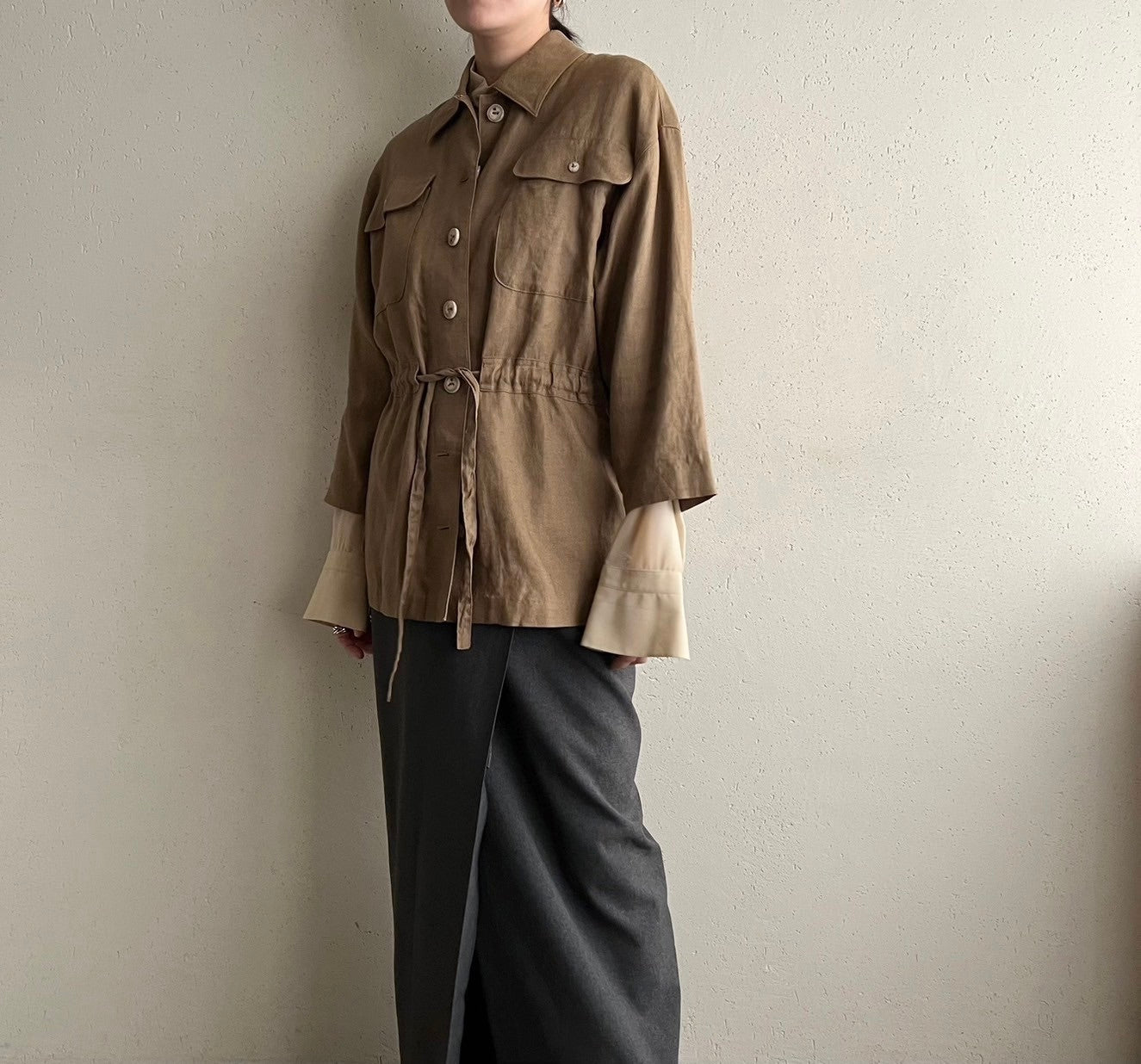 90s Linen Belted Jacket