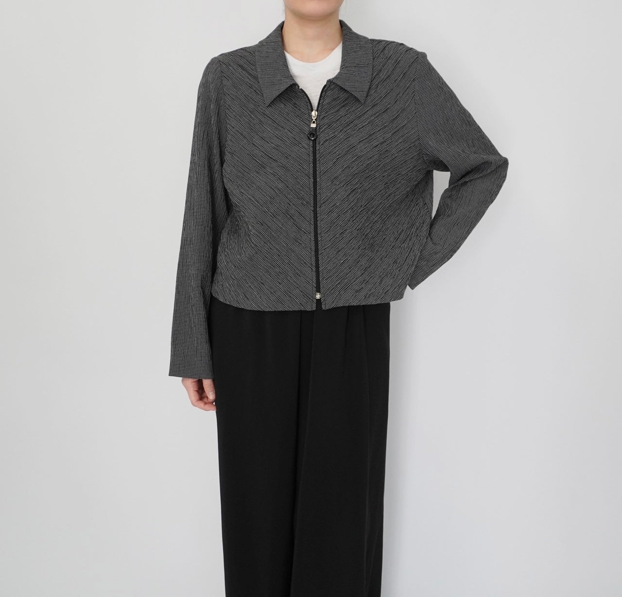 90s Pleat Zip Shirt,Jacket