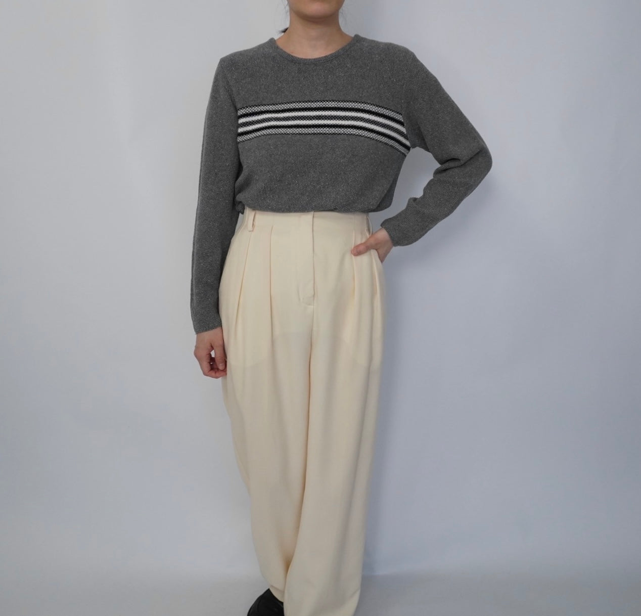 90s Line Design Cotton Top Made in USA