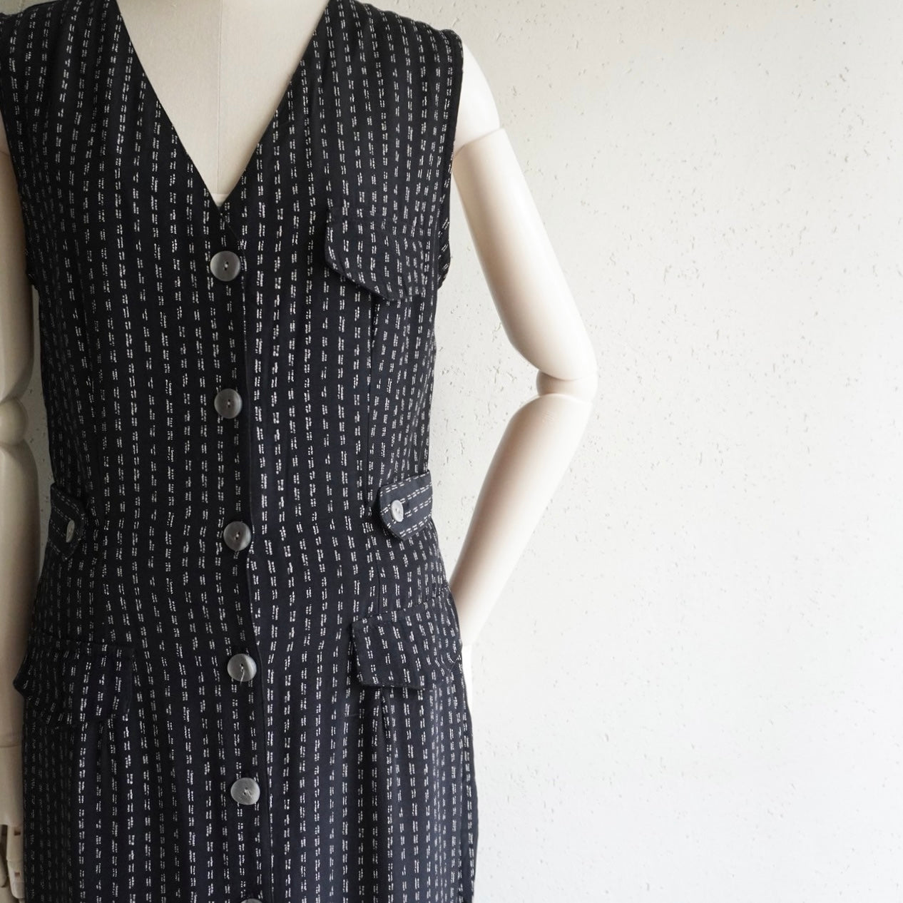 90s Sleeveless Printed Dress Made in Canada