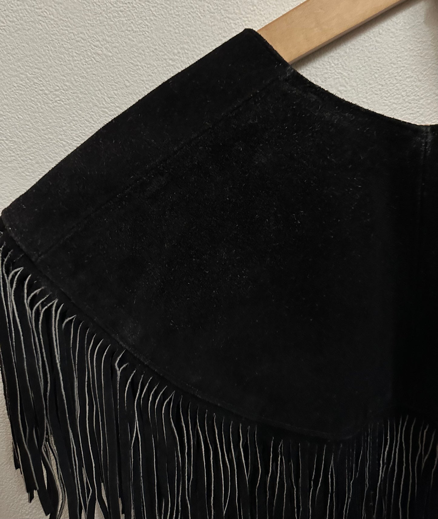 90s Suede Leather Fringe Collar