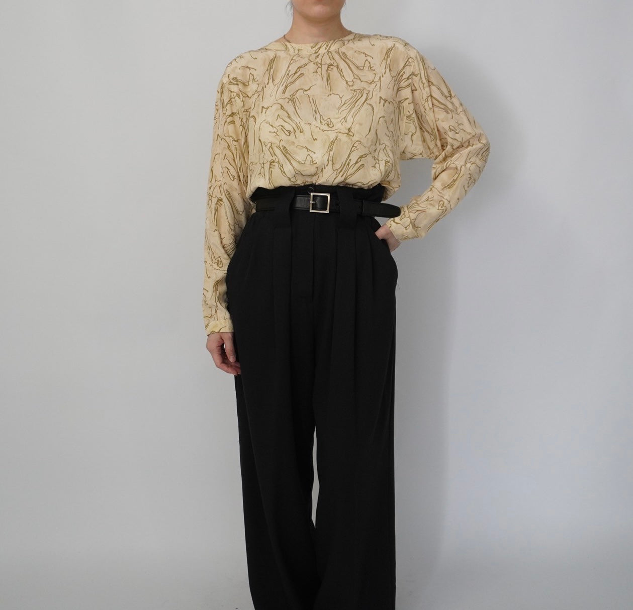 80s Silk Pattern Blouse