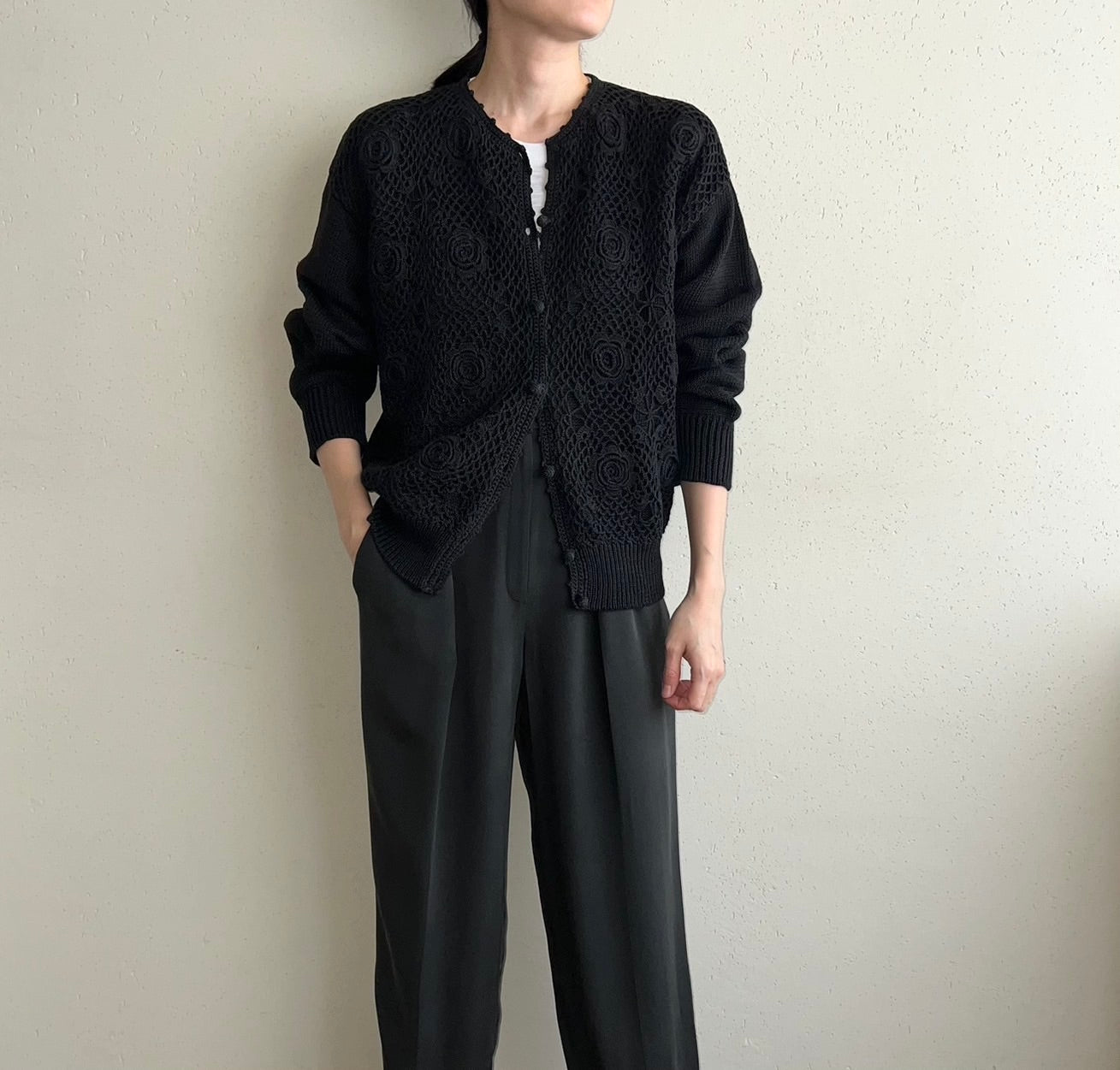 90s Cotton Design Knit Cardigan