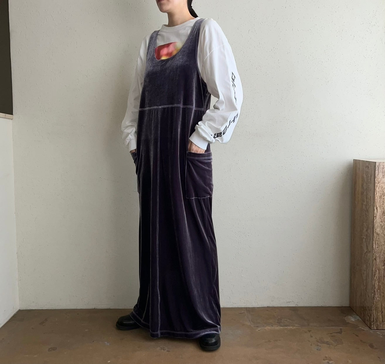 90s Velor Maxi Dress Made in USA Dead Stock