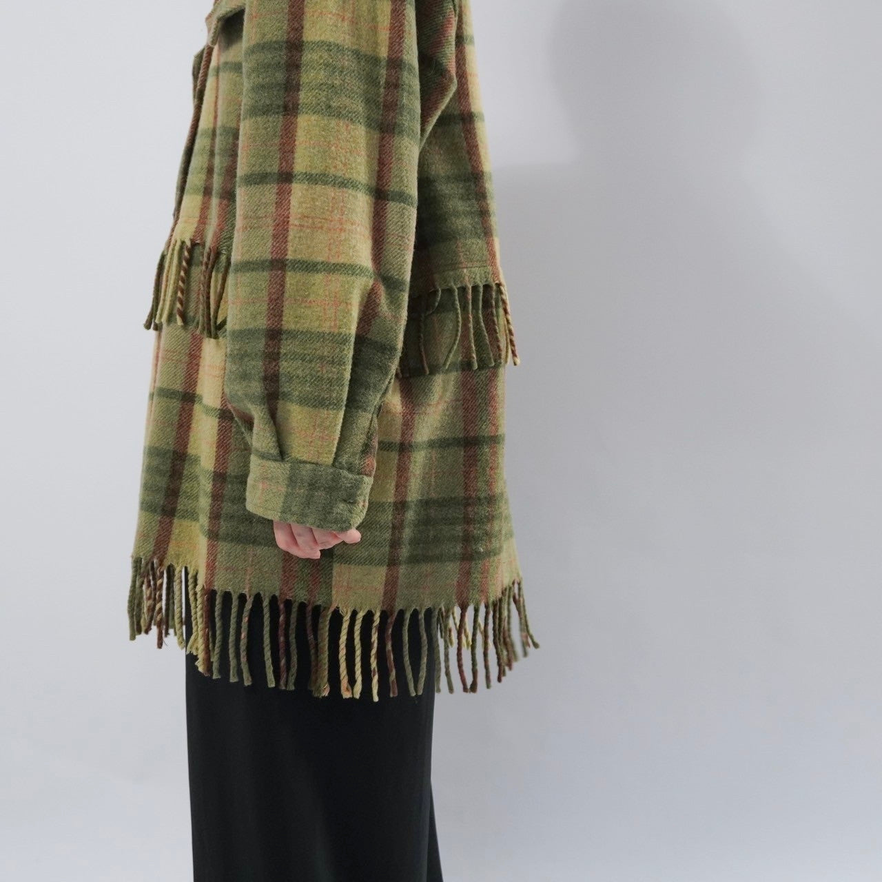 80s Plaid Fringe Design jacket Made in Italy