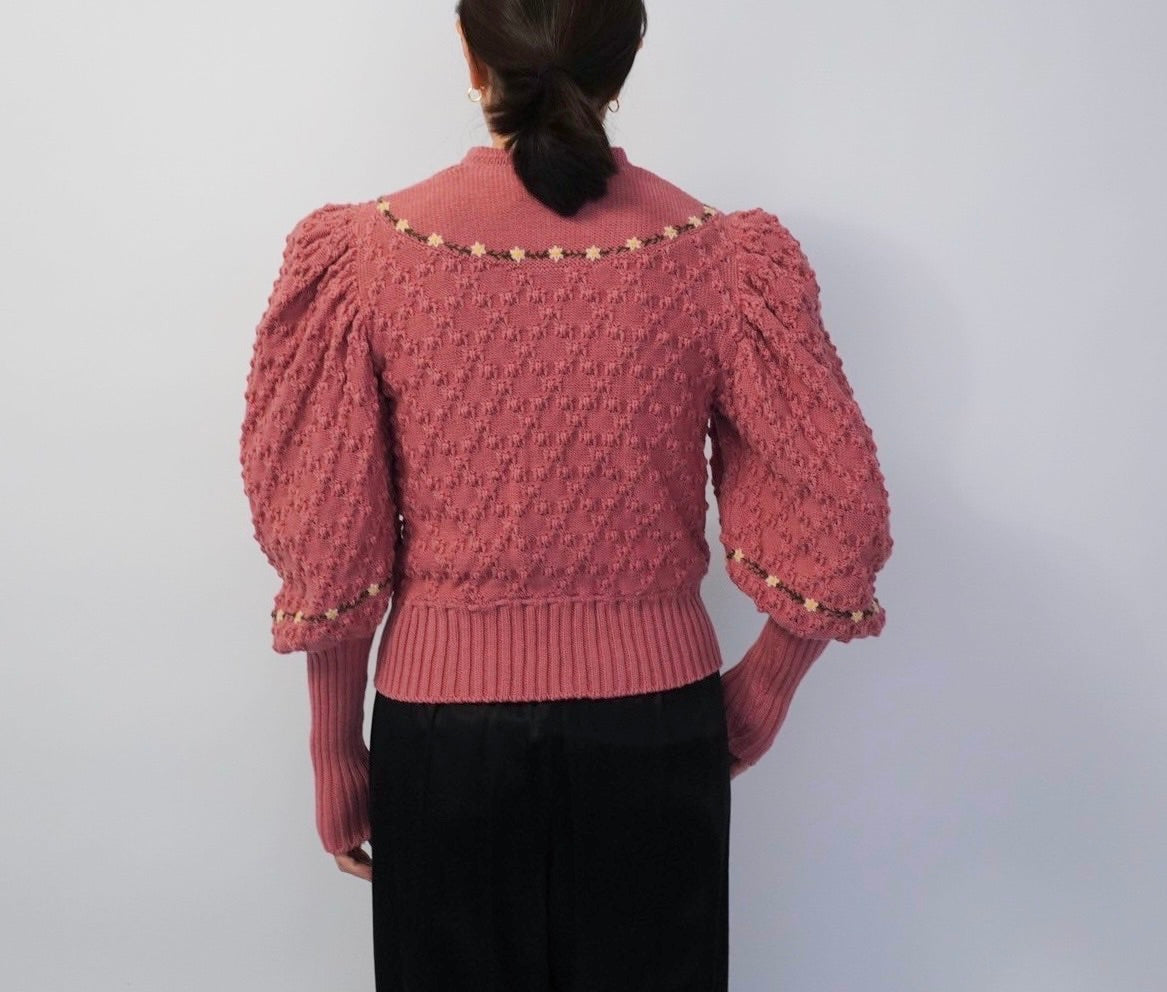 80s Embroidery Knit Cardigan