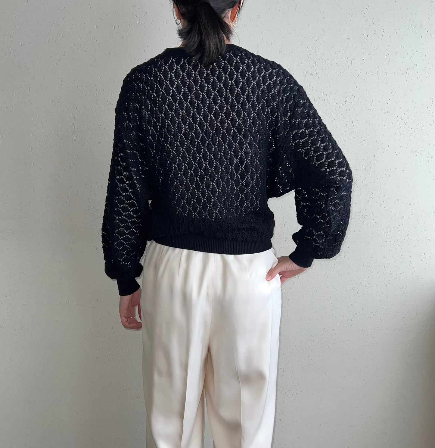 70s Crochet Knit Top Made in USA